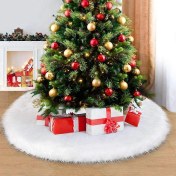 Resim Beyaz Noel Ağacı Battaniyesi, 120 Cm Noel Ağacı Battaniyesi, Yuvarlak Noel Ağacı Peluş Halı, Noel Ağacı Peluş Etek 