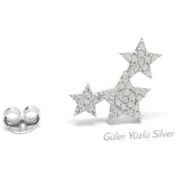 Resim ZİRKON TAŞLI ÜÇ YILDIZ ÇİVİ GÜMÜŞ KÜPE (TEK) 