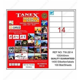 Resim Tanex Tw-2614 - 105 X 40 MM Laser Etiket 100 Adet 
