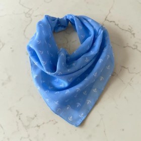Resim ALS Tasarım Dünyası Mavi Renk Denizci Desenli %100 Koton Bandana 