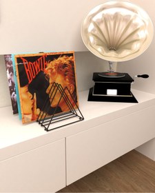 Resim Genel Markalar Çok Amaçlı Masa Üstü Büyük Metal Plak Organizer, Dergilik, Kitaplık, Plaklık Gazetelik 9‘lu Ayraç 