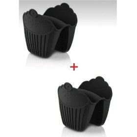 Resim 2 Adet Silikon Yanmaz Fırın Eldiveni, Tutacağı, Mikrodalga Tutacak, Tutmaç, Elcik, Vak Vak Siyah HH 