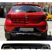 Resim STS Oto Aksesuar Dacia Sandero Difüzör Arka Tampon Eki 2 Egzoz Çıkışlı Siyah Lüx Tip 