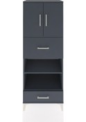 Resim Hyperion Dolap 4 Raflı 2 Çekmeceli 2 Kapaklı 60x44x163 Antrasit-antrasit Antrasit 