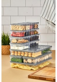 Resim Multi Box 17 Parça 5 Farklı Boy Saklama Kabı Seti - Dondurucu & Mikrodalga Uyumlu Gri 