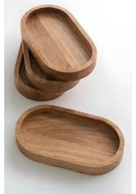 Resim 4 Lü Ahşap Tepsi Çay Tepsisi Kahve Tepsisi Sunum Tepsisi 16cm Uzunluk Sunumluk Ahşap 