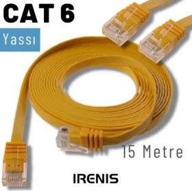 Resim IRENIS 15 Metre CAT6 Kablo Yassı Ethernet Network Lan Ağ İnternet Kablosu 