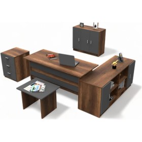 Resim L'occi Concept Diego Abcef Ofis Büro Masa Takımı Barok-Antrasit 