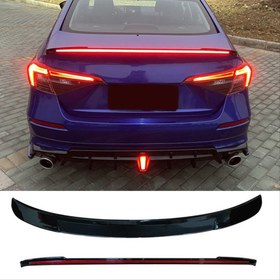 Resim Honda civic fe1 bagaj üstü spoiler ledli pianoblack 2021+ 