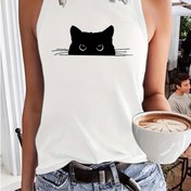 Resim Kadınlar için Siyah Kedi Grafikli, Polyester %95 Elastan %5 Örgü Kumaş, Yuvarlak Yaka Kazaklar, Orta Esneklik, Hayvan Desenli Aplikasyon, İlkbahar/Yaz/Sonbahar için Normal Uzunluk 