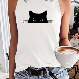 Resim Kadınlar için Siyah Kedi Grafikli, Polyester %95 Elastan %5 Örgü Kumaş, Yuvarlak Yaka Kazaklar, Orta Esneklik, Hayvan Desenli Aplikasyon, İlkbahar/Yaz/Sonbahar için Normal Uzunluk 