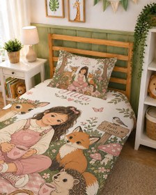 Resim Evmila Karikatüristik Sevimli Hayvanlar Temalı Nevresim Takımı - 200x220 cm Nevresim ( Çift Kişilik Özelleştirilmiş ) + 50x70 cm Yastık Kılıfı 2 Adet 