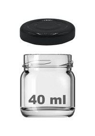 Resim Afracam 40 Ml Metal Kapaklı Şeffaf Cam Kavanoz Siyah 