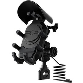 Resim Wupp Cs-2056a2 Motosiklet Telefon Tutucu Kablosuz Şarjlı Telefon Standı, Gidon Montajı 