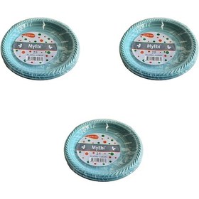 Resim Kullan At Renkli Turkuaz Parti Davet Plastik Tabak - 17 Cm. - 25 Adetlik 3 Paket 