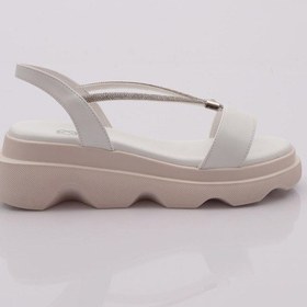 Resim Dgn 3511 Kadin Kalin Taban Taş İpli Sandalet 3511-2027-R0198 Beyaz 