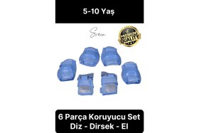 Resim Premium Çocuk Için Paten Kaykay Scooter Bisiklet Koruyucu Dizlik Dirsek Set Takımı 6 Parça Ekipman 