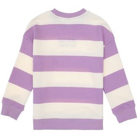 Resim U.S. Polo Assn. Kız Çocuk Lila Çizgili Bisiklet Yaka Sweatshirt 50317898-VR034 
