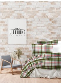 Resim Flanel Pazen Kumaşından Tek Kişilik Nevresim Seti %100 Pamuk/cotton Yeşil 