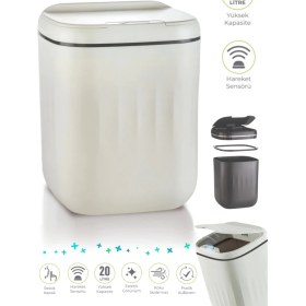 Resim Sensörlü Çöp Kovası Mutfak Banyo Ofis 20 Lt Akıllı Teknolojik Antibakteriyel Koku Geçirmez 