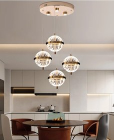 Resim Barkın 4'lü 24 Watt Yuvarlak Gold Ledli Modern Salon Avize Gold 