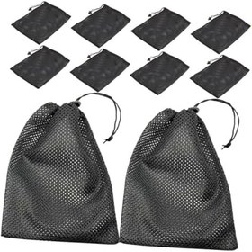 Resim VANZACK Fileli Çanta Bağcıklı 10 Adet Oyuncak Fileli Çanta Saklama Spor Salonu Beyzbol Siyah Küçük Organizasyon 