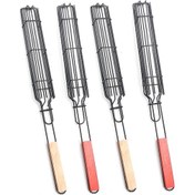 Resim Teltree Paslanmaz Çelik Izgara Sepeti Ve Şişleri - Balık, Sebze, Sosis Pişirme Kafesi 