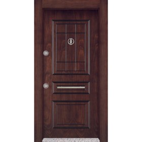 Resim Mono Çelik Kapı MN-1803 Classic Rustik Ceviz Çelik Kapı 