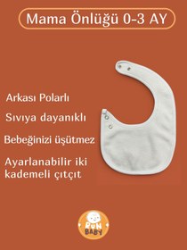 Resim runbaby Polarlı Sıvıya Dayanıklı İki kademeli Çıtçıtlı Bebek Mama Önlüğü ( 0-3 AY ) 