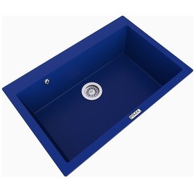 Resim Polex Cristalüx Granit Evye P-X76 Mavi Tezgah Altı Ve Tezgah Üstü Mutfak Evyesi 75x50 CM 