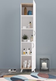 Resim Aeka Ae-2025 Cemre Çok Amaçlı Banyo Dolabı & Mutfak Dolabı 2 Kapaklı 5 Raflı Kiler 