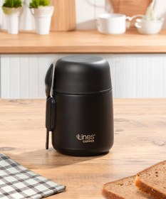 Resim Porsima Paslanmaz Çelik Vakumlu Yemek Termosu Beslenme Kutusu Taşınabilir Lunch Box Sefer Tası Siyah 600ml 