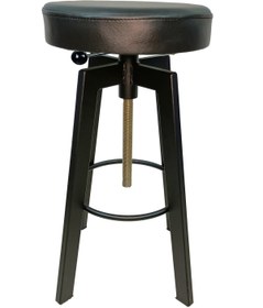 Resim İREM Helen Bar Sandalyesi Bar Taburesi Siyah Deri Oturak 