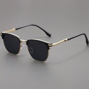 Resim Vintage ilhamlı yarım çerçeveli kare moda gözlük - Metal ve Asetat çerçevesi, PC lensler, Siyah altın tonlu, Erkekler ve Kadınlar için Çok Yönlü, Şık Aksesuar|Vintage ilhamlı Tasarım|Dayanıklı Gözlük 