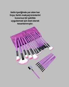 Resim Mey İthalat Ergonomik Saplı Fiber Kıllı 12'li Makyaj Fırça Takımı Göz Ve Ten Makyajı İçin Uygun 