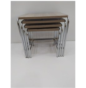 Resim Zigon Sehpa 4'Lü Metal Model Transmisyon Nikelaj Ayak Hint Ceviz 