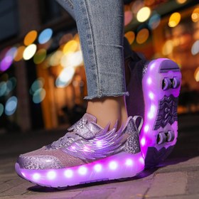 Resim 2025S Noel Edisyonu Kanatlı Gençler için Erkek ve Kız Çocukları LED Renkli Tekerlekli Paten Ayakkabılar, Dış Mekan Spor Kayak Ayakkabıları Doğum Günü Hediyesi 