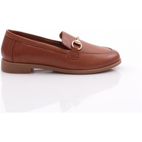 Resim Dgn 1850 Kadin Metal Aksesuarli Loafer Ayakkabi Koyu Taba 