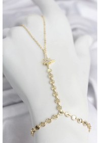 Resim Mey Najmaddin Gold Renk Pirinç Kutup Yıldızı Zirkon Taşlı Şahmeran Najmaddin Çok Renkli 