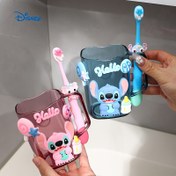Resim 1 adet Disney çizgi filmi Mickey ve arkadaşları Minnie diş fırçası ile diş fırçası bardağı, sevimli basit tasarım, dayanıklı düşmeye karşı koruma, seyahat ve parti malzemeleri için uygun, tatil ve doğum günü malzemeleri için ideal 