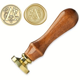 Resim Hobbyworker Lüks Mum Mühür Damga Seti - Ahşap Saplı Şık Pirinç Başlık, A'dan Z'ye Harf Tasarımı DIY El İşleri, Vintage Zarf & Hediye Gönderimi için 
