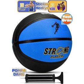 Resim Telvesse Strong Basketbol Topu Pompalı Full Kauçuk Dayanıklı Deep Channel Kabartma No:7 B12 Mavi 