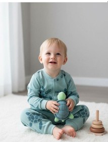 Resim Zekids Erkek Çocuk Kaplumbağa Desenli Pamuklu Pijama Takımı 6-9 Ay 6 Yaş Aralığı -16846 Mint 