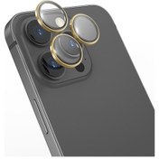 Resim iPhone 14 Pro Max Uyumlu Go Des CL-10 Kamera Lens Koruyucu Gold 
