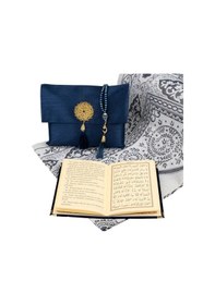 Resim Seccade + Tesbih + Yasin Hediye Seti Çanta Boy, Şantuk Kese, Lacivert 