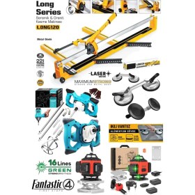 Resim Staxx Power Fantastic 4'lü Set 120CM Seramik Fayans Kesme Mak + 2'li Vantuz + Boya Karıştırıcı + 16 Satır Lazer 