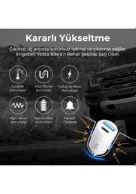 Resim Bix 65w Type-c Pd 3.0 Ve Usb-a Çift Portlu Araç İçi Hızlı Şarj Cihazı Beyaz 