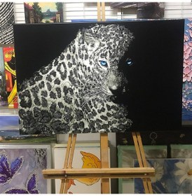 Resim Mavi Gözlü Leopar Sim Işlemeli Kanvas Tablo 