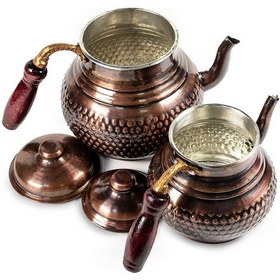 Resim Antepsepeti Bakır Eskitme Hasır Modelli Çaydanlık 4 