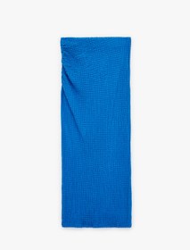 Resim Koton Bürümcük Kumaş Drape Detaylı Dokulu Midi Kobalt Mavi Kalem Etek 
